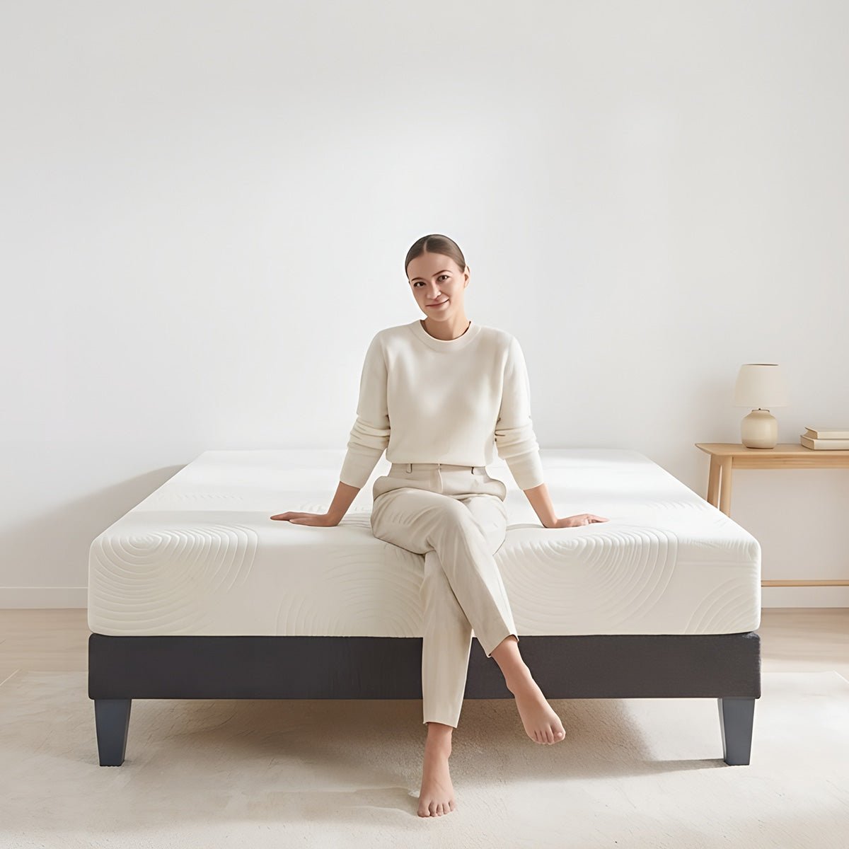 Ensemble Matelas Mémoire de forme HÉRA avec Sommier blanc, OLYMPE LITERIE