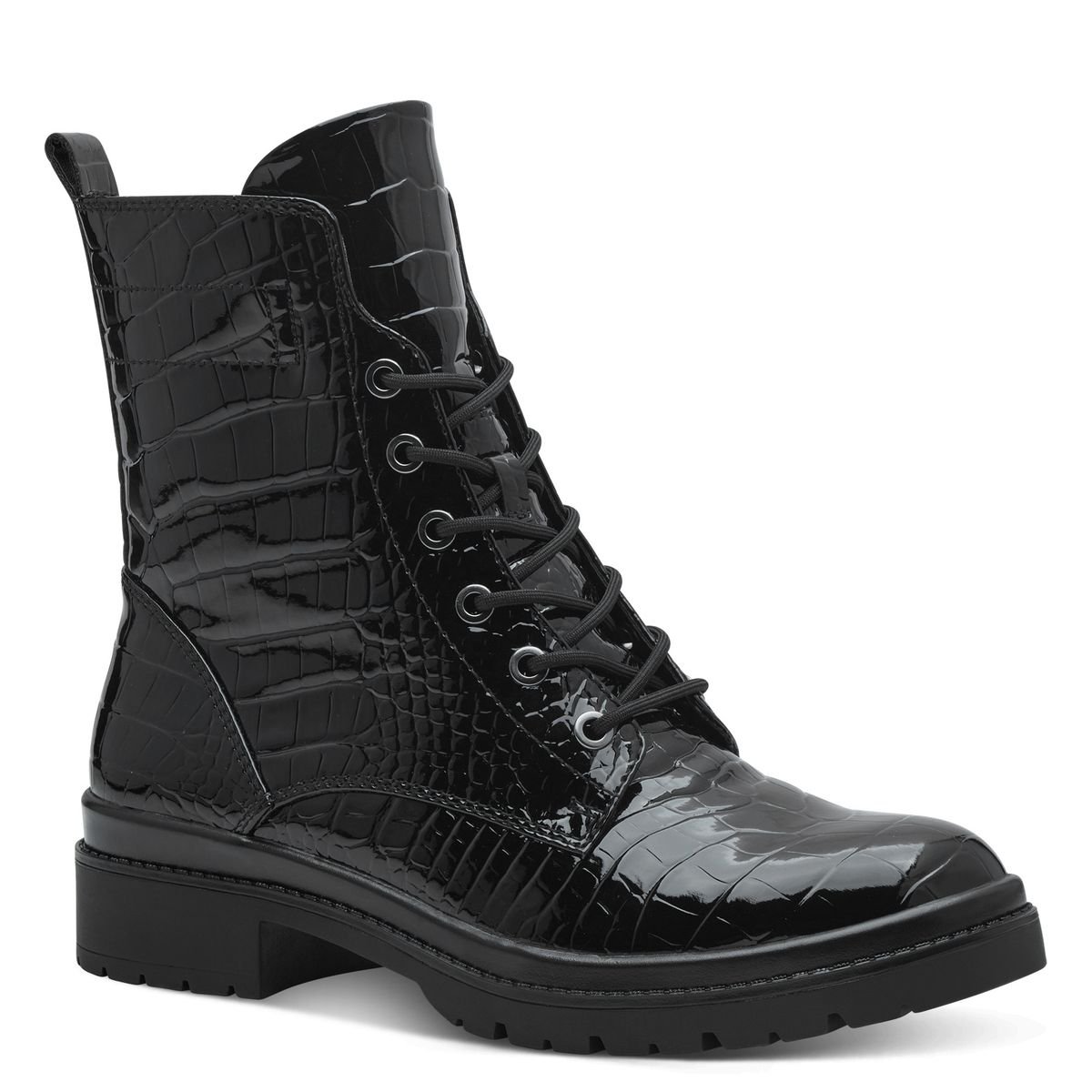 Bottine à talon noir croco, TAMARIS