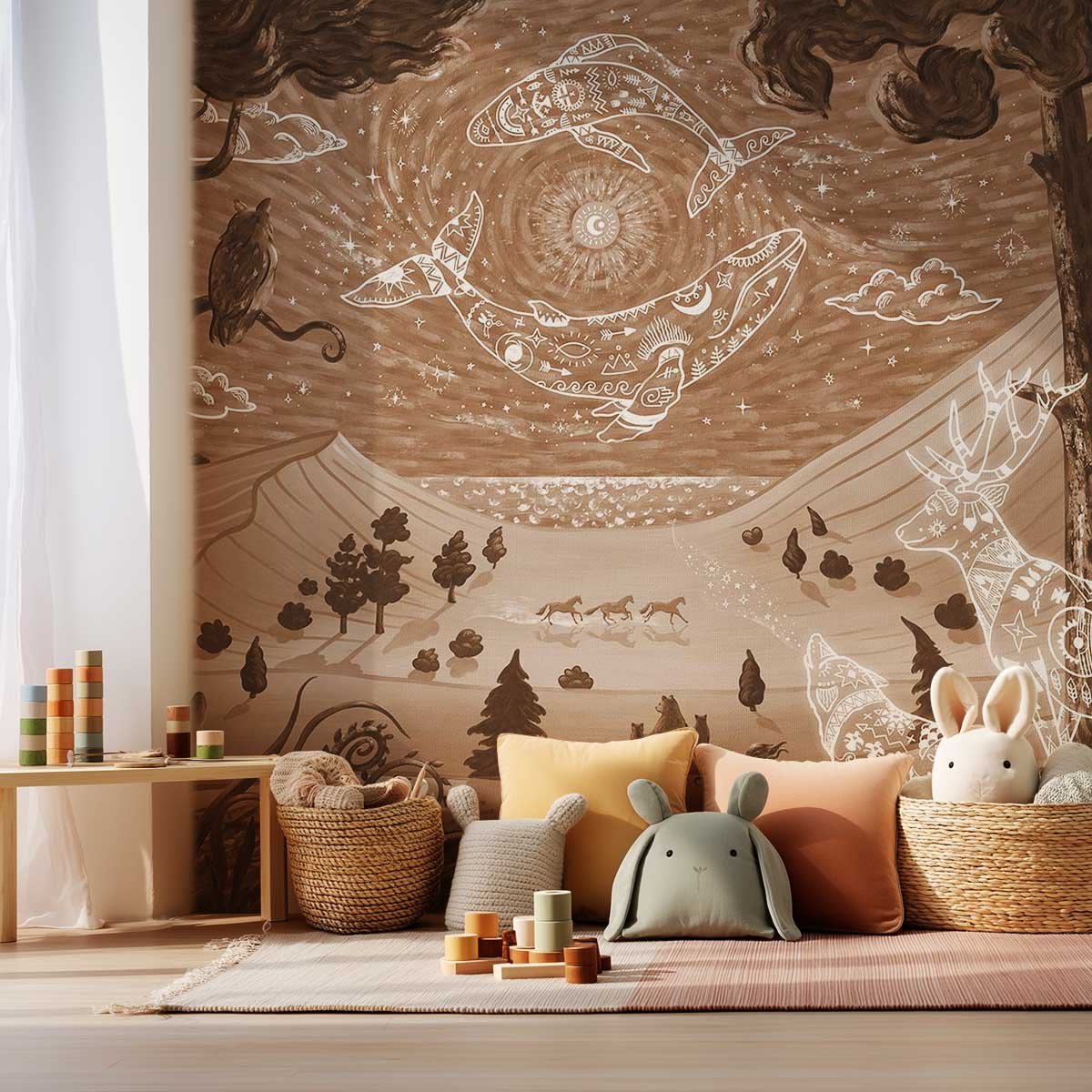 Papier peint animaux célestes chambre enfant autres, HEXOA