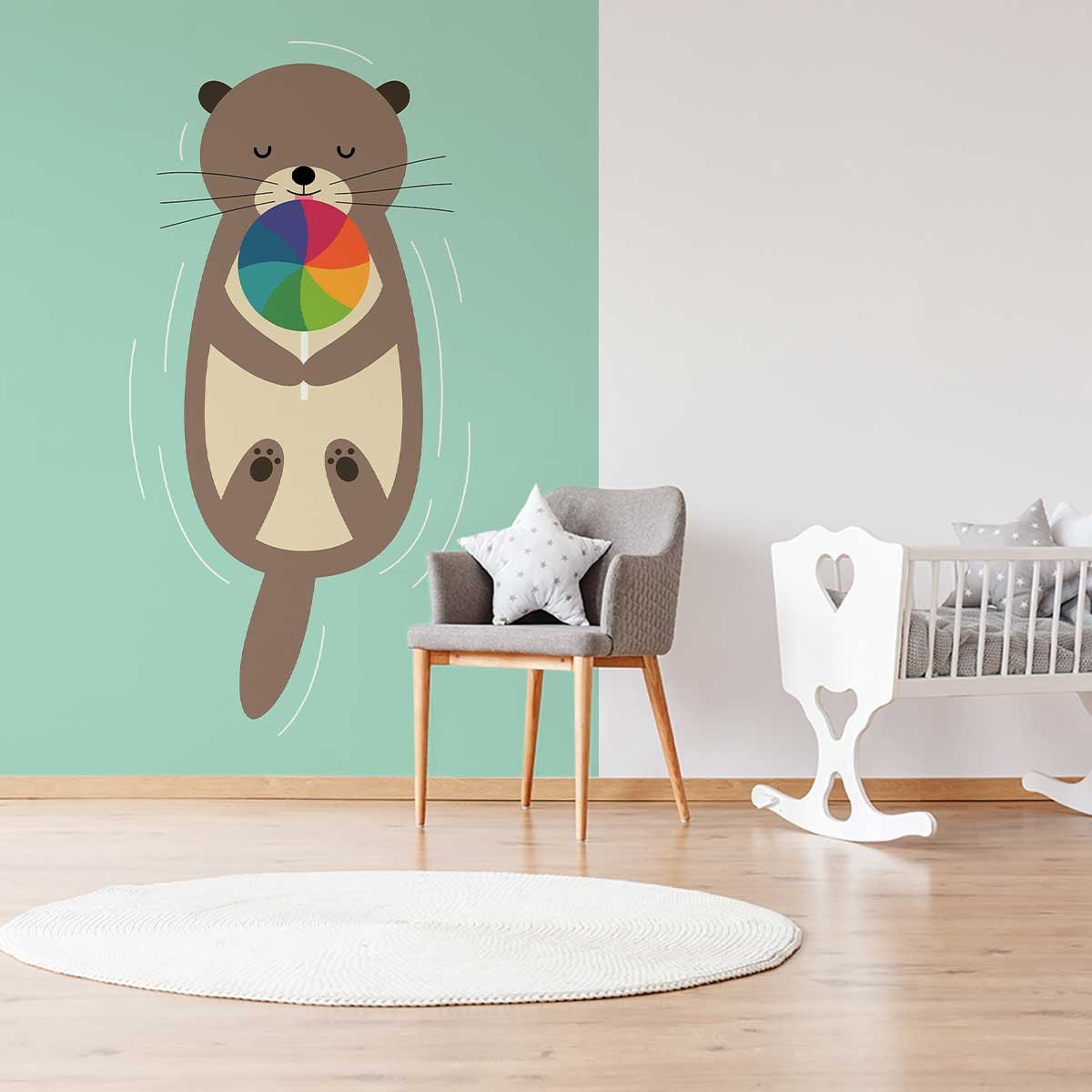 Papier peint loutre en baignade intissé, HEXOA