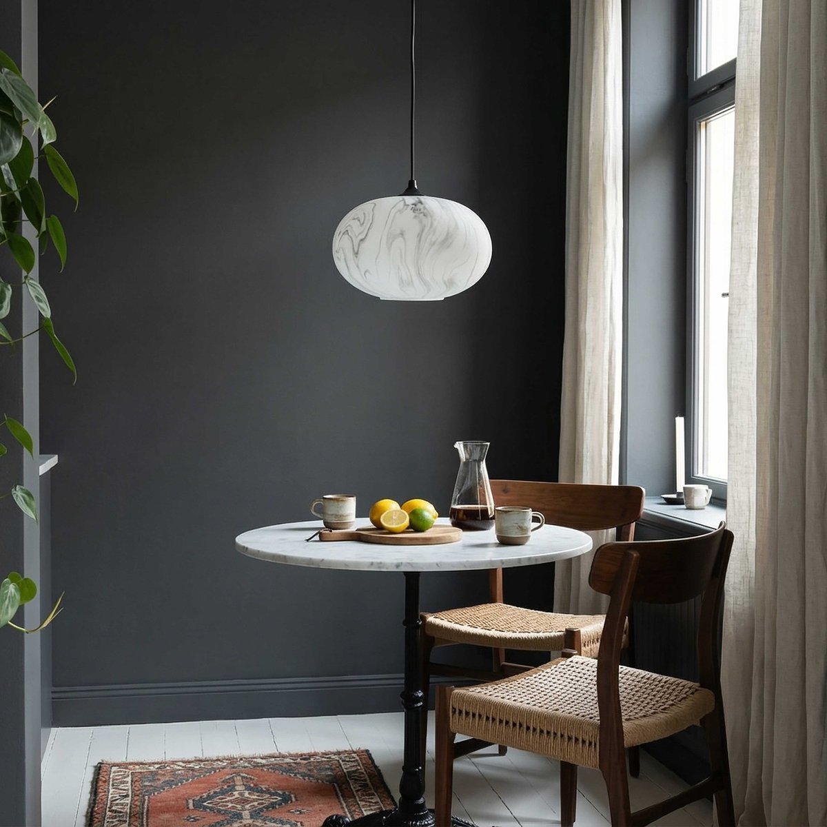 Suspension galet en verre effet marbre - CARRAO blancgris, C-CREATION
