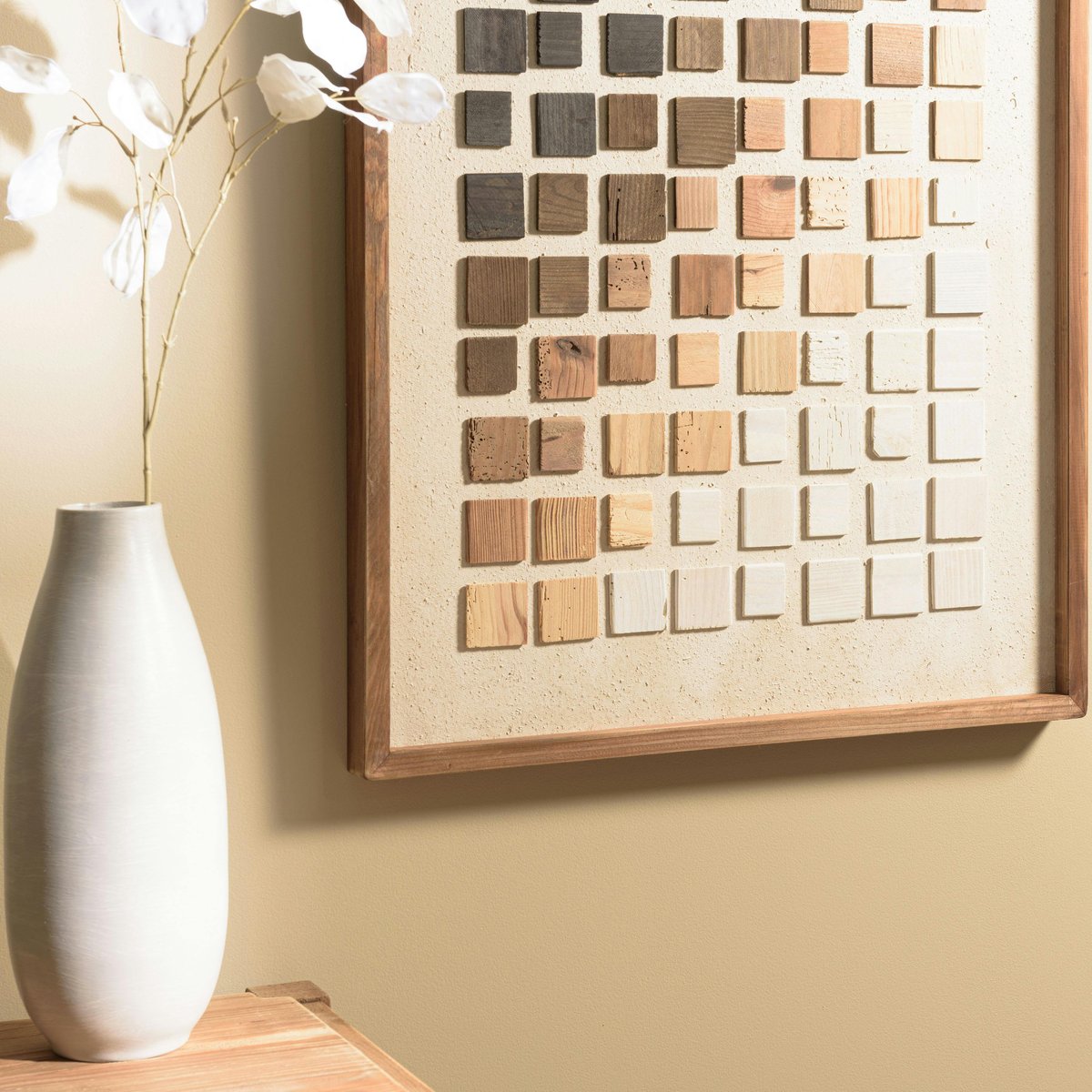 Décoration murale dégradé de mosaïque sur tissu 62 x 82 cm DENVER bois naturel, PIER IMPORT