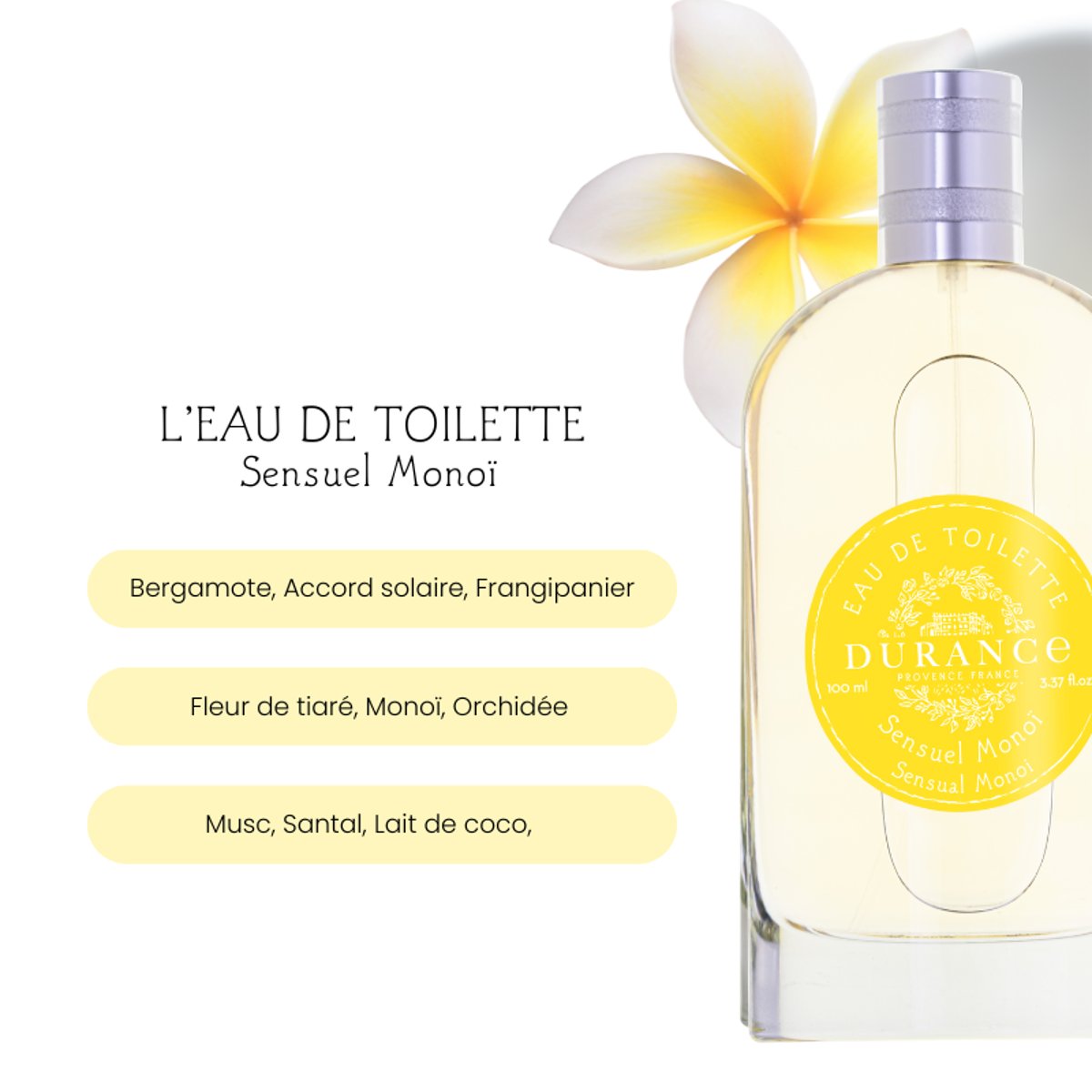 Eau de toilette SENSUEL MONOÏ couleur unique, DURANCE