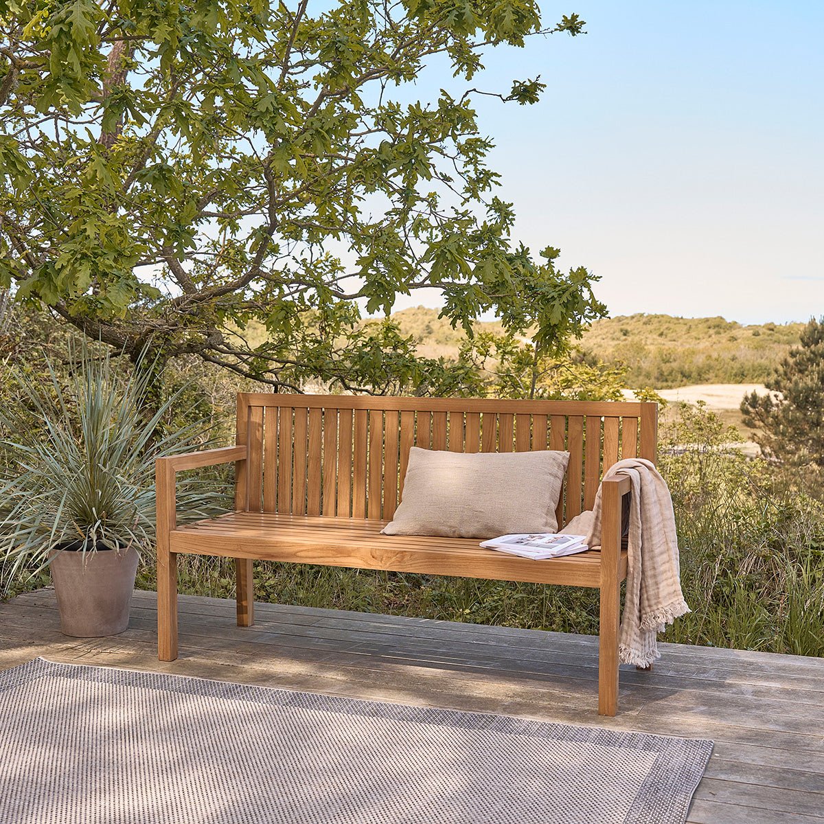 Banc de jardin en teck massif 3 places MALTE naturel, BERAH GETAH