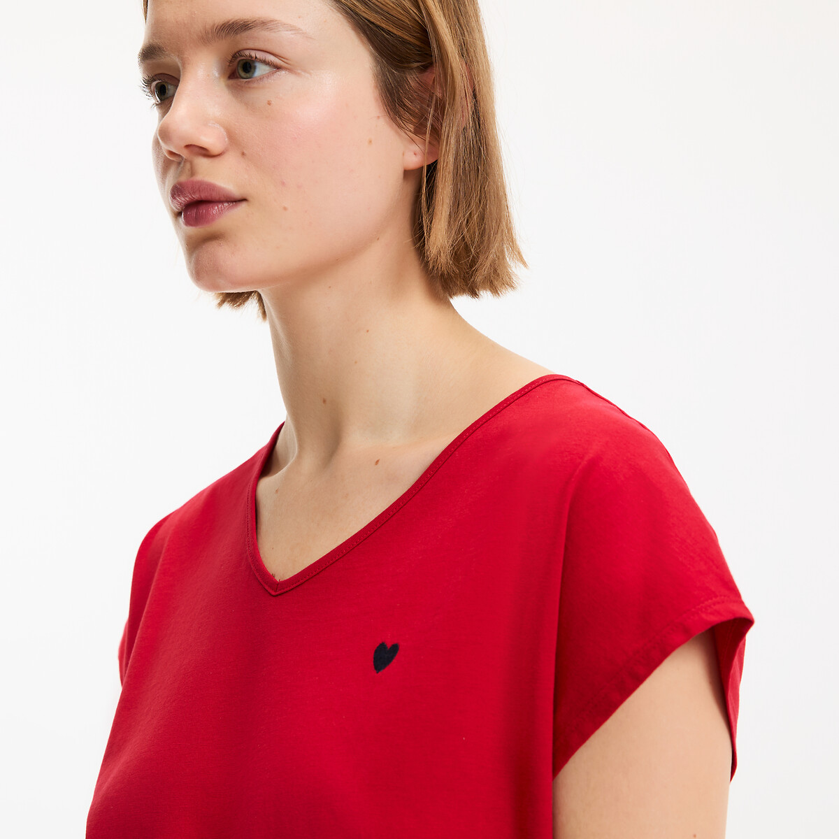 Pyjama en jersey pur coton rayé rouge, ANNE WEYBURN