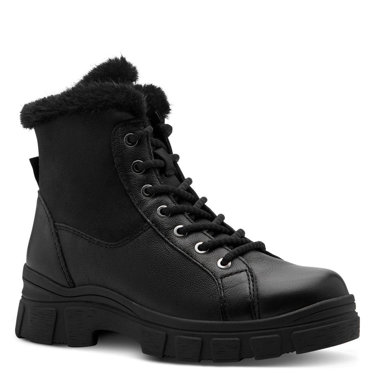Bottine en cuir noir, TAMARIS