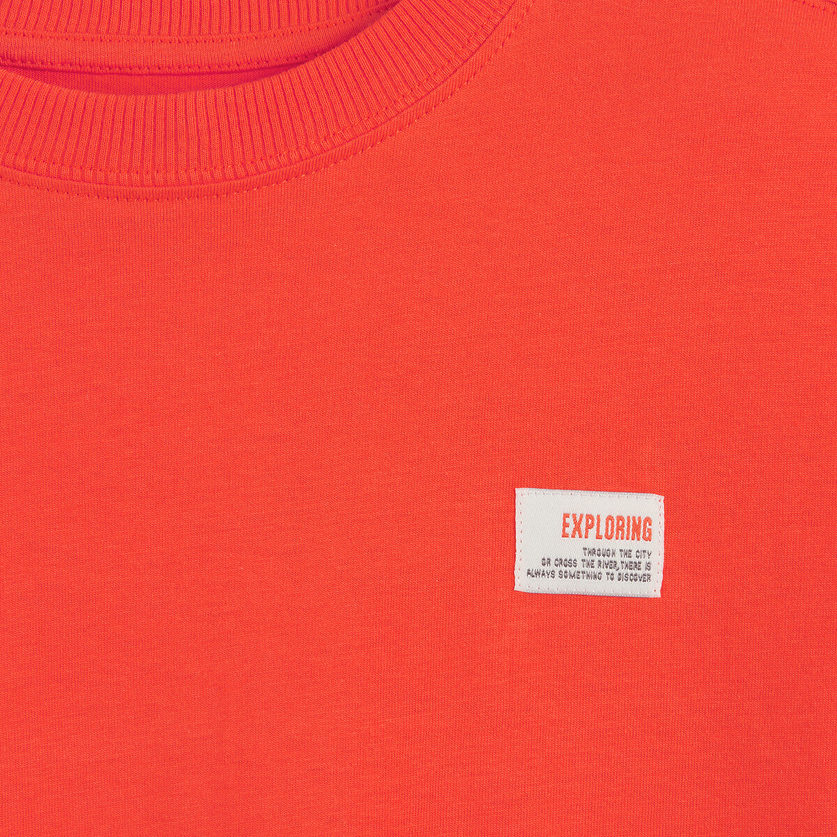 T-shirt oversize, col rond, avec manches rayées rouge coquelicot, LA REDOUTE COLLECTIONS