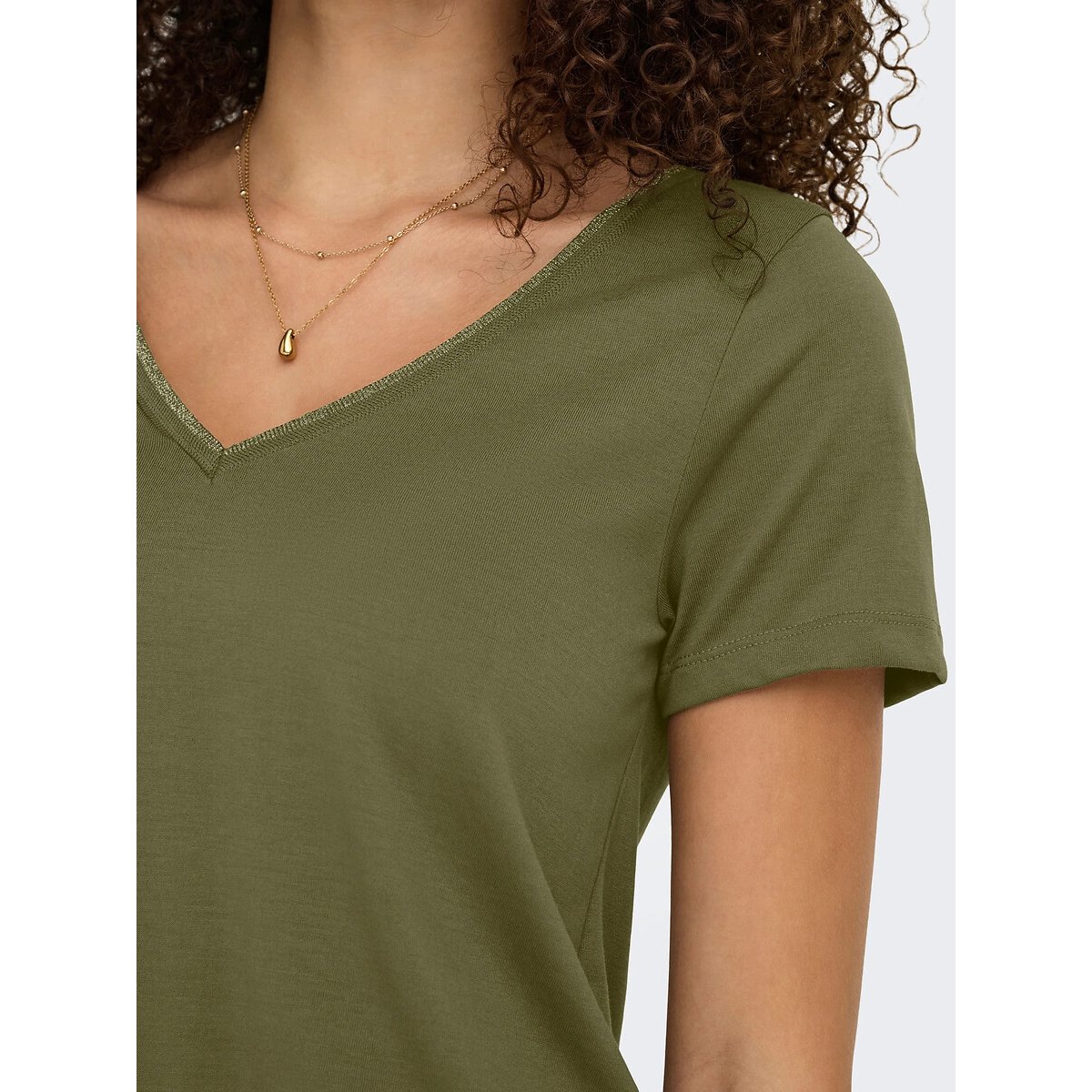 T-shirt maniche corte, profilo dorato verde, JDY