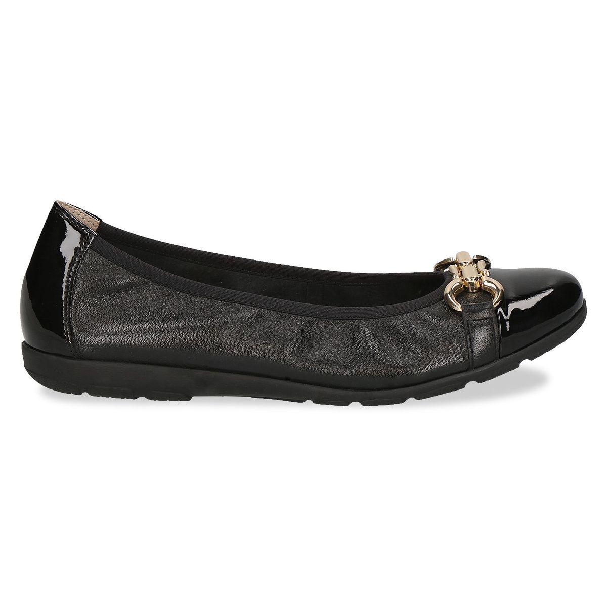 Ballerine en cuir noir zèbre, CAPRICE
