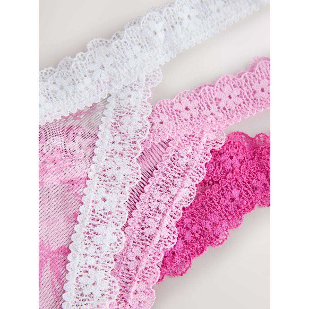 Culotte en maille et dentelle, lot de 3 rose/blanc, NEXT