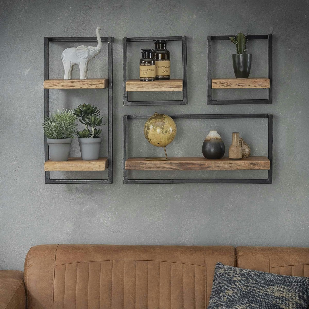 Etagère murale moderne bois et métal 30 cm MELBOURNE bois naturel, PIER IMPORT
