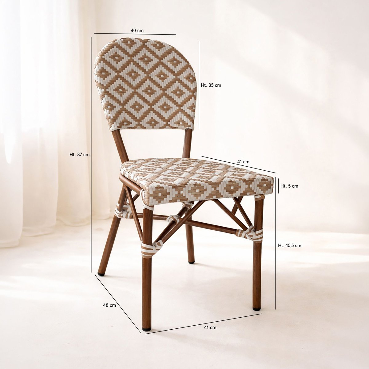 Lot de 2 chaises de terrasse effet rotin naturel, SCALA noisette, NOW'S HOME