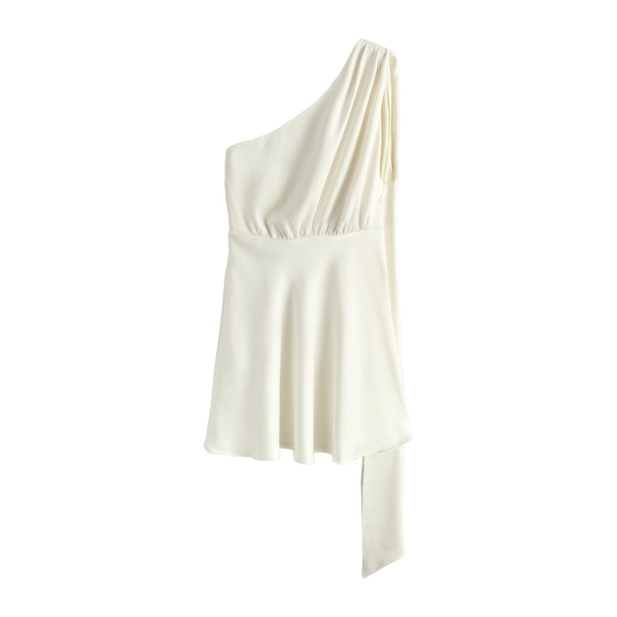 Robe courte asymétrique en satin texturé blanc, NEXT