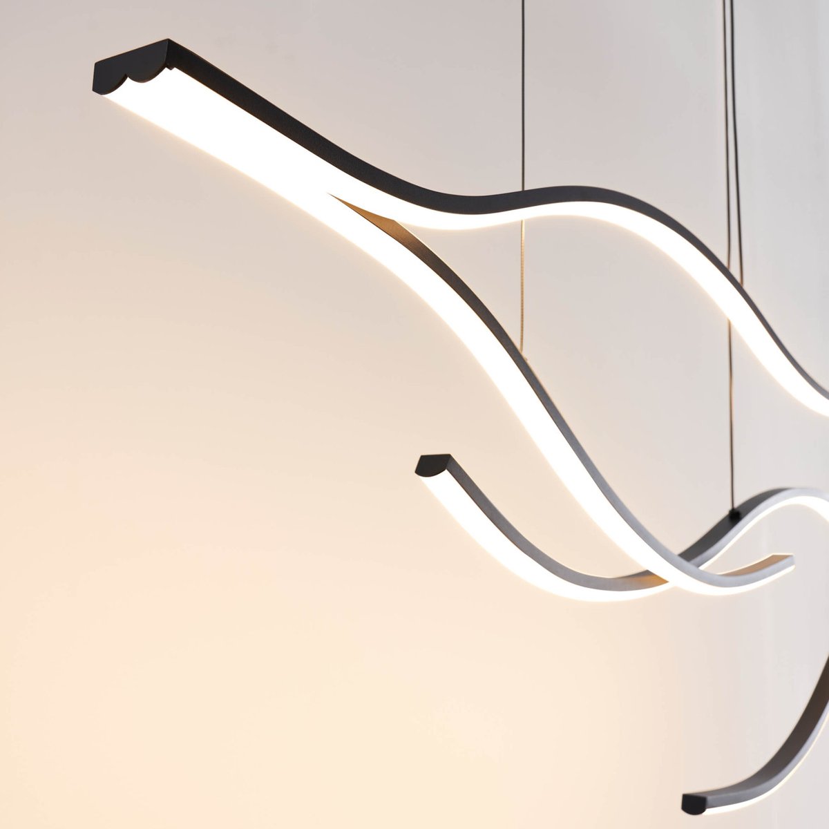 Suspension LED noire effet vague - Linisia noir, KOSILUM