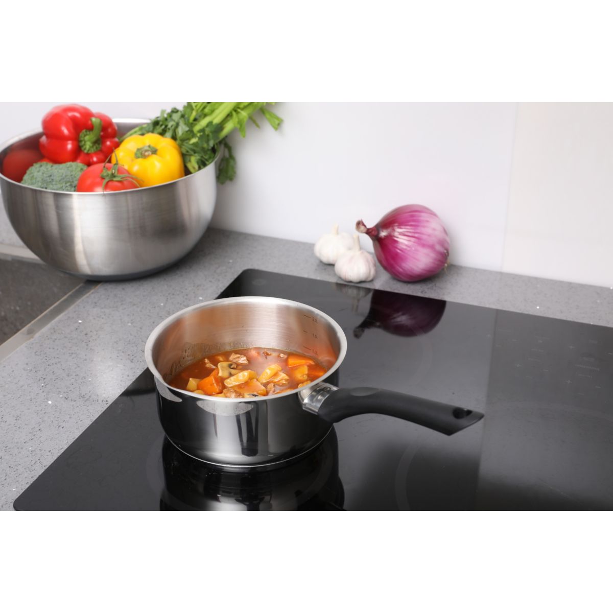 Casserole 14cm inox couleur unique, ESSENTIEL B