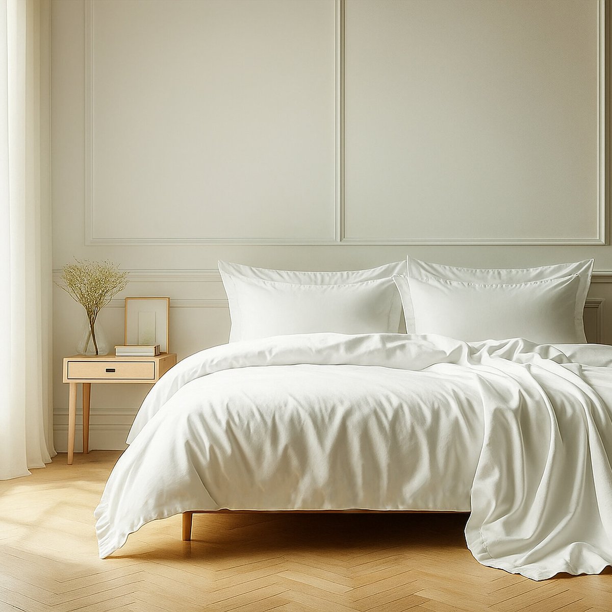 Drap housse 100% coton 57fils blanc, C DESIGN HOME TEXTILE