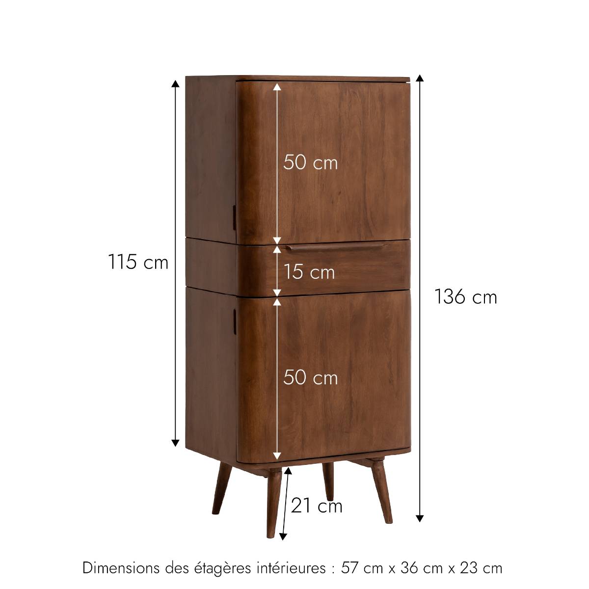 Armoire en bois de manguier ALÉNA bois foncé, MADE IN MEUBLES