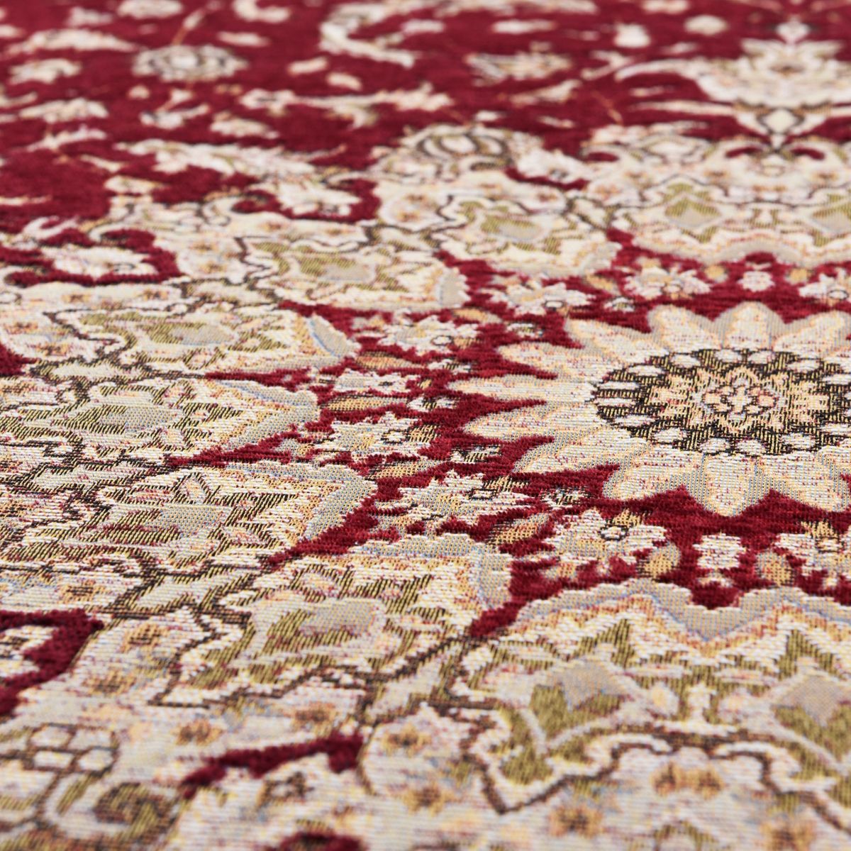 Tapis tissé en polyester avec bordure et motif floral - FLOMI beige, THEKO