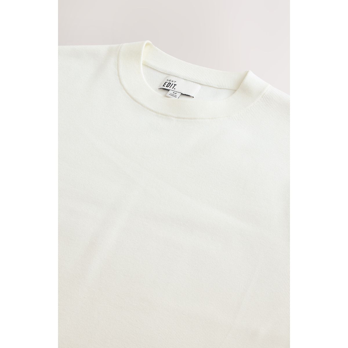 T-shirt ras du cou en maille manches courtes blanc écru, NEXT