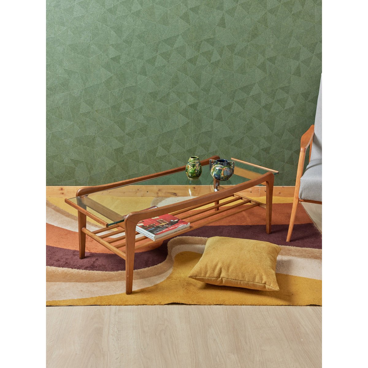 Table basse scandinave en bois clair Donna N°740 - Bon état bois clair, DEBONGOUT