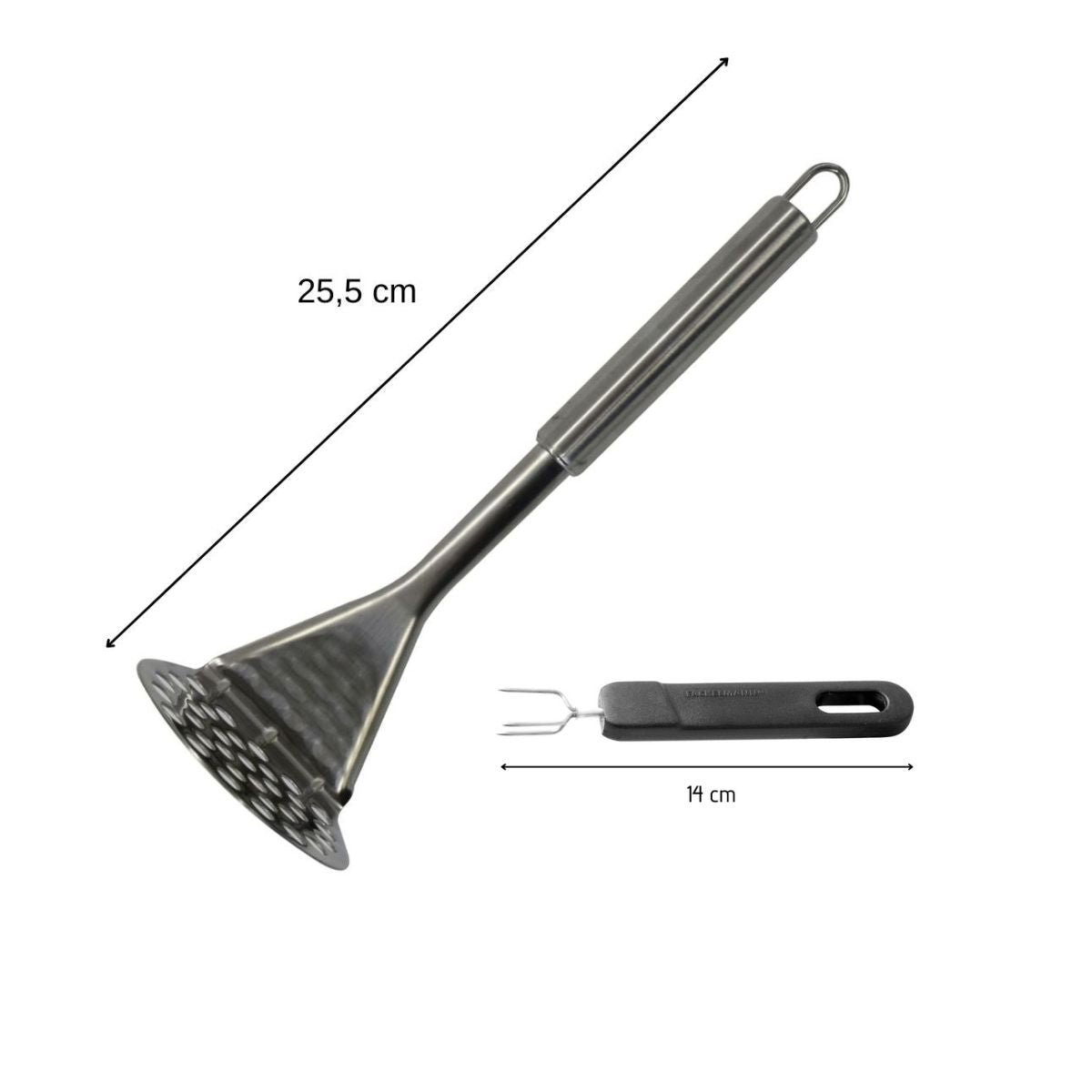 Duo Presse-purée manuel et Fourchette 3 dents noir|inox, FACKELMANN