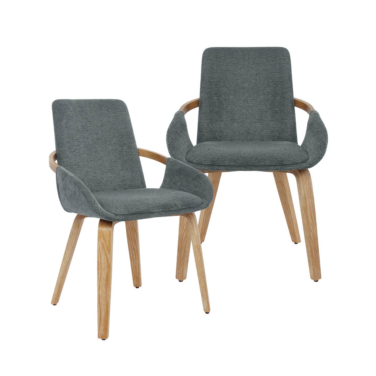Lot de 2 chaises en tissu CALWEN gris, MADE IN MEUBLES