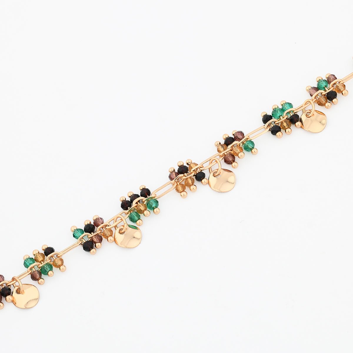 Bracelet à maillons avec perles à facettes multicolores vert, BALABOOSTE