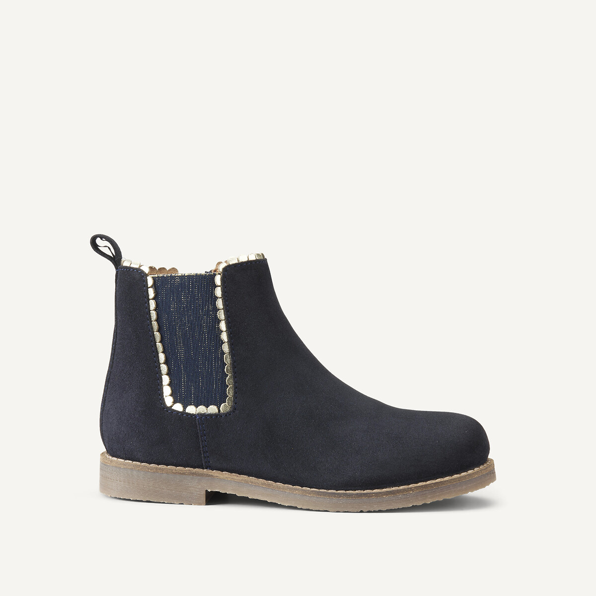 Bottines chelsea en cuir suédé avec détail métallisé bleu marine, LA REDOUTE COLLECTIONS