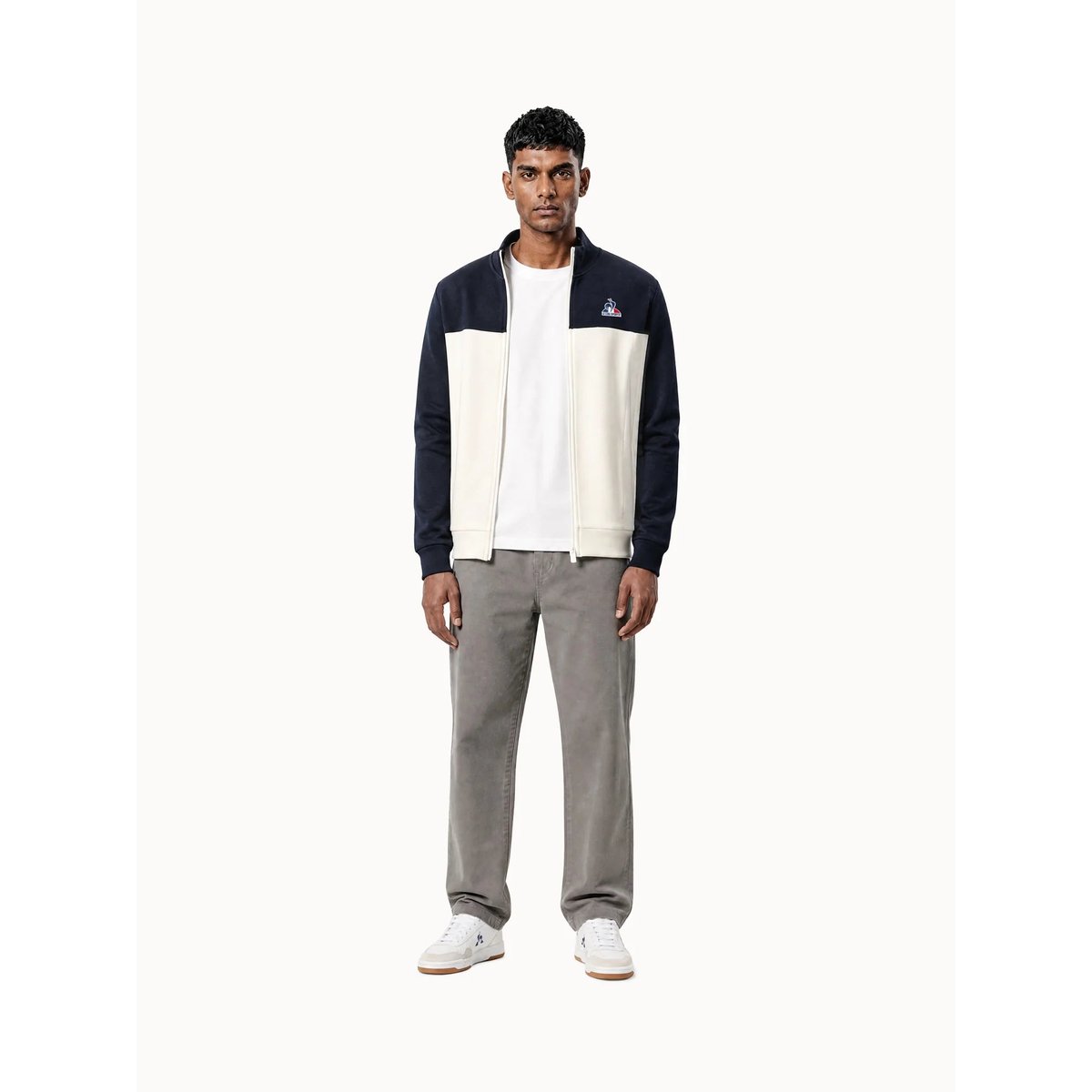 Sweat zippé Tricolore beige, LE COQ SPORTIF