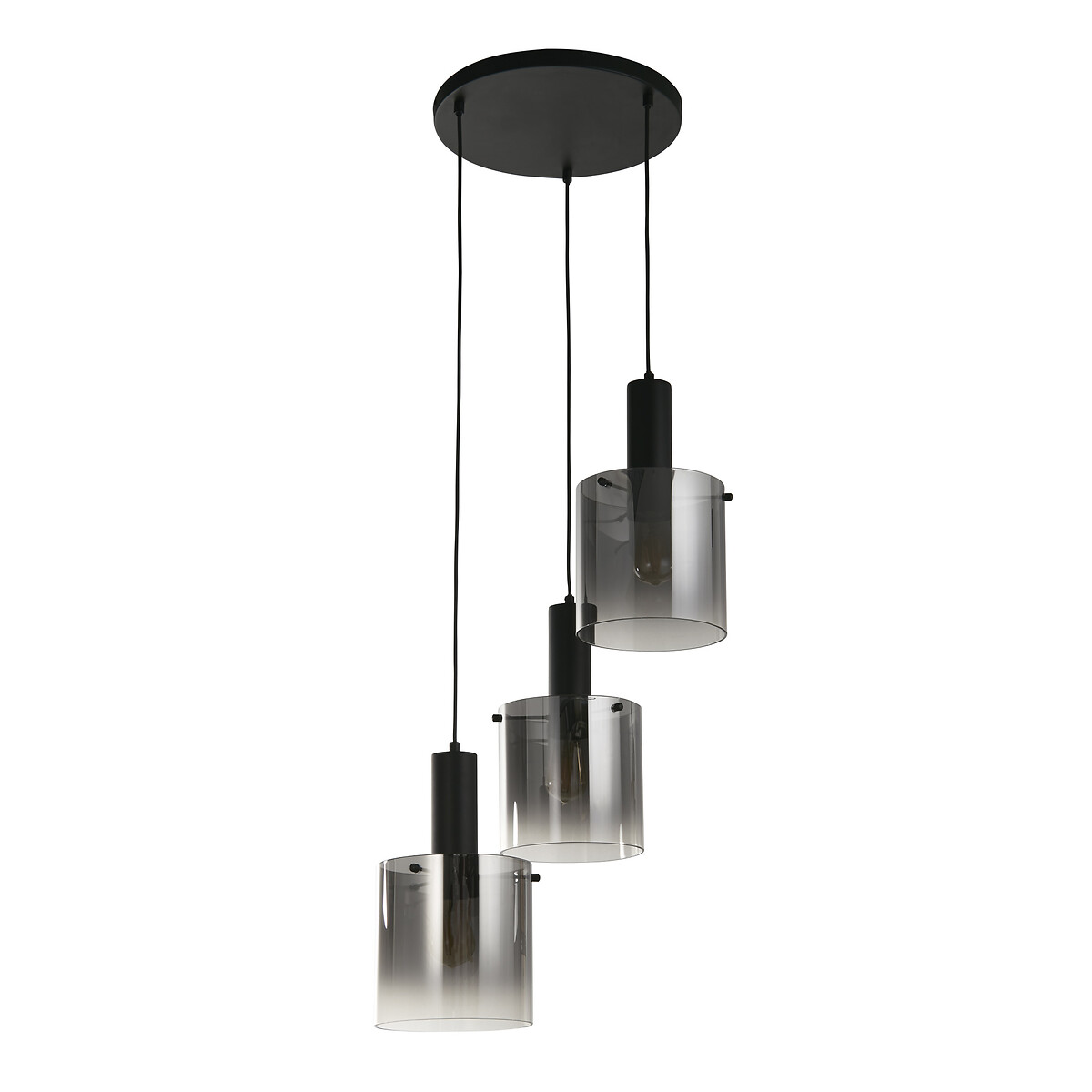 Soka 3-Light Multi-Drop Pendant Light in Smoked Ombre black, SO'HOME