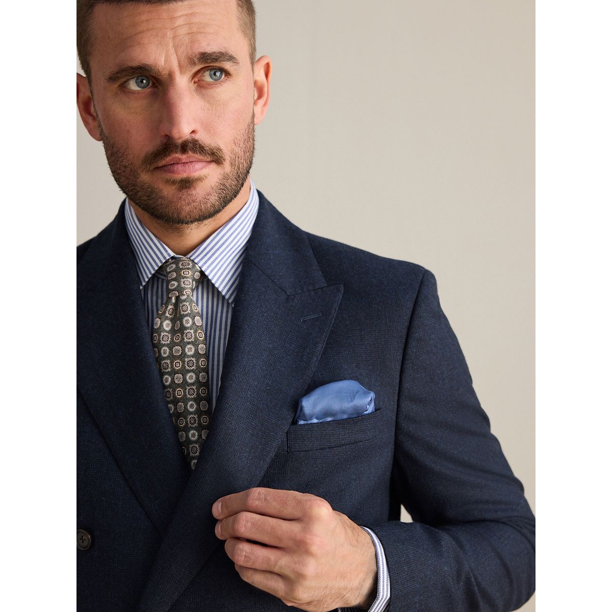 Veste de costume ajustée et croisée cachemire signature bleu marine, NEXT