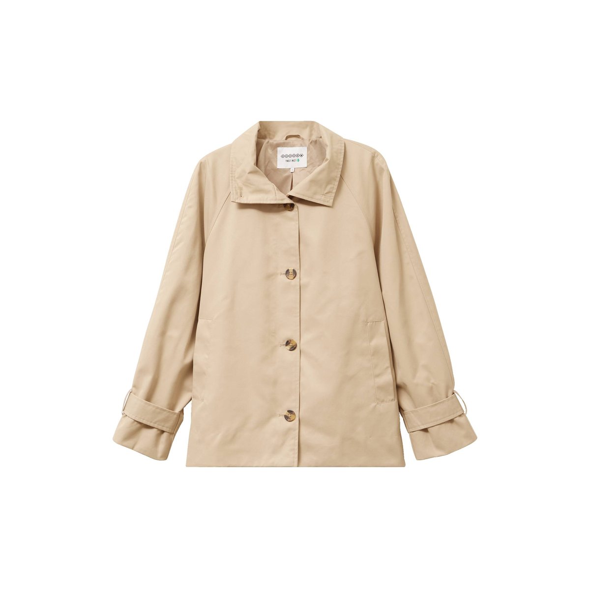 Trench droit court col montant beige, BONOBO