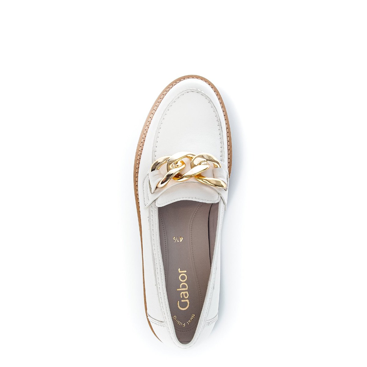 Mocassins en cuir lisse à talon décroché ecru, GABOR