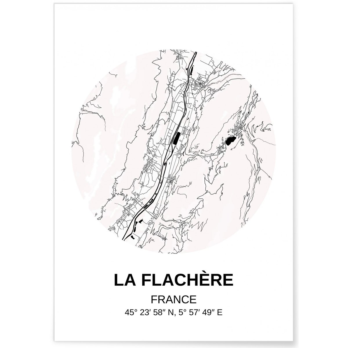 Affiche Carte La Flachère blanc, L'AFFICHERIE