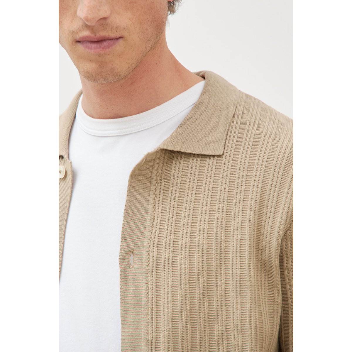 Chemise en coton manches courtes gris, BONOBO