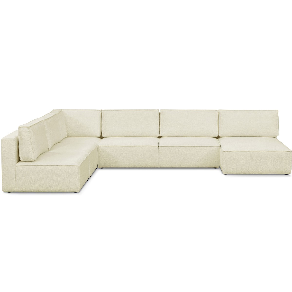 Canapé d'angle droit convertible 9/10 places en tissu bouclé - Harper Mod beige, HOMIFAB