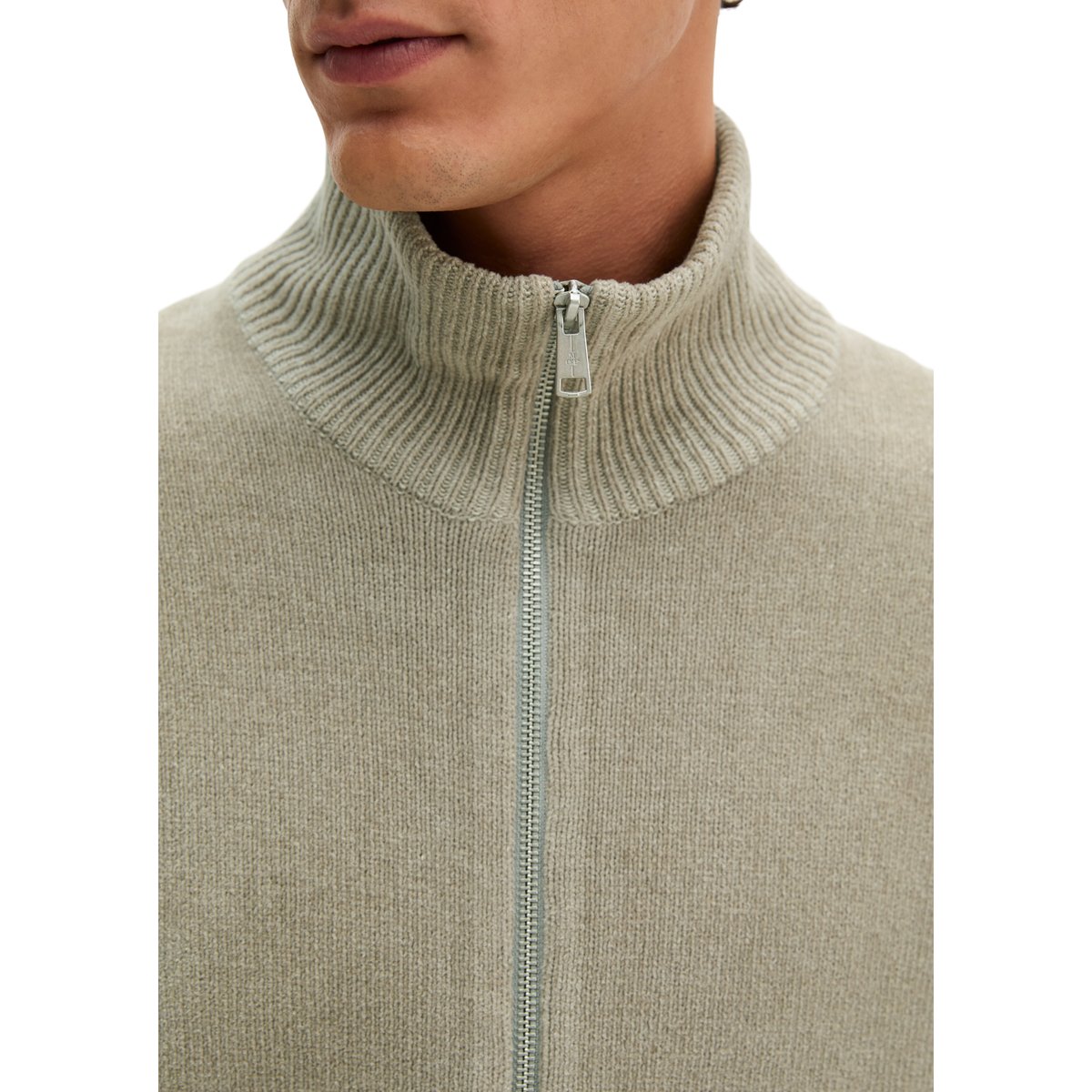 Cardigan en chenille, coupe regular en mélange de coton bio et de laine de mouton gris, MARC O'POLO