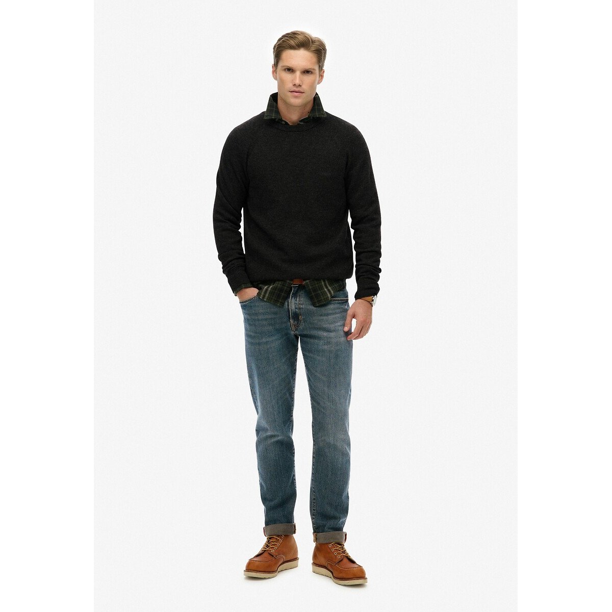 Crew Neck Jumper charcoal grey, SUPERDRY