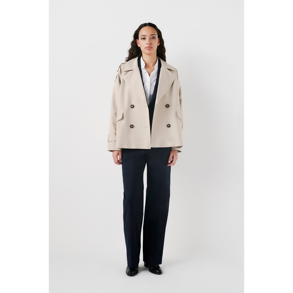Trench court col tailleur GOURMAND sable, CAROLL