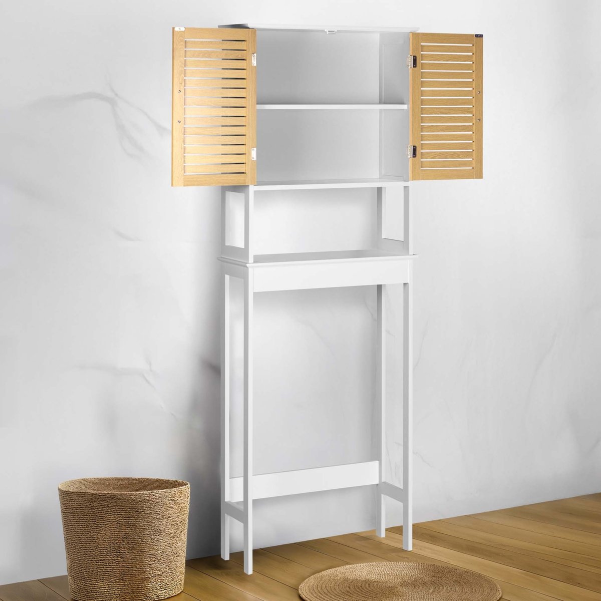 Meuble dessus WC avec rangement blanc, DOUCEUR D'INTÉRIEUR
