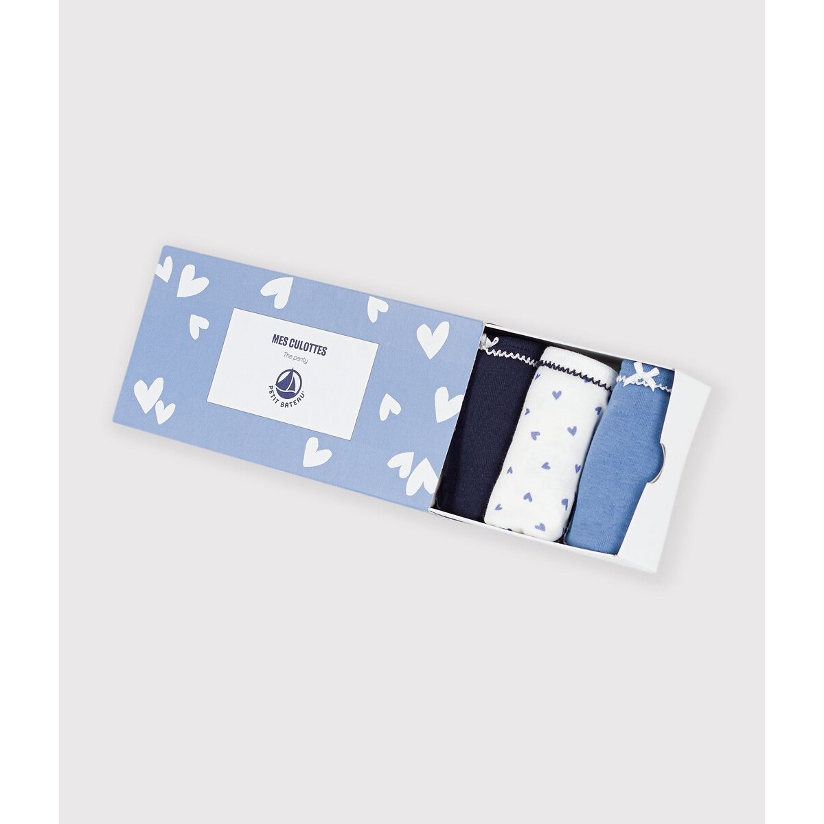 Lot de 5 culottes en coton lot bleu / blanc, PETIT BATEAU