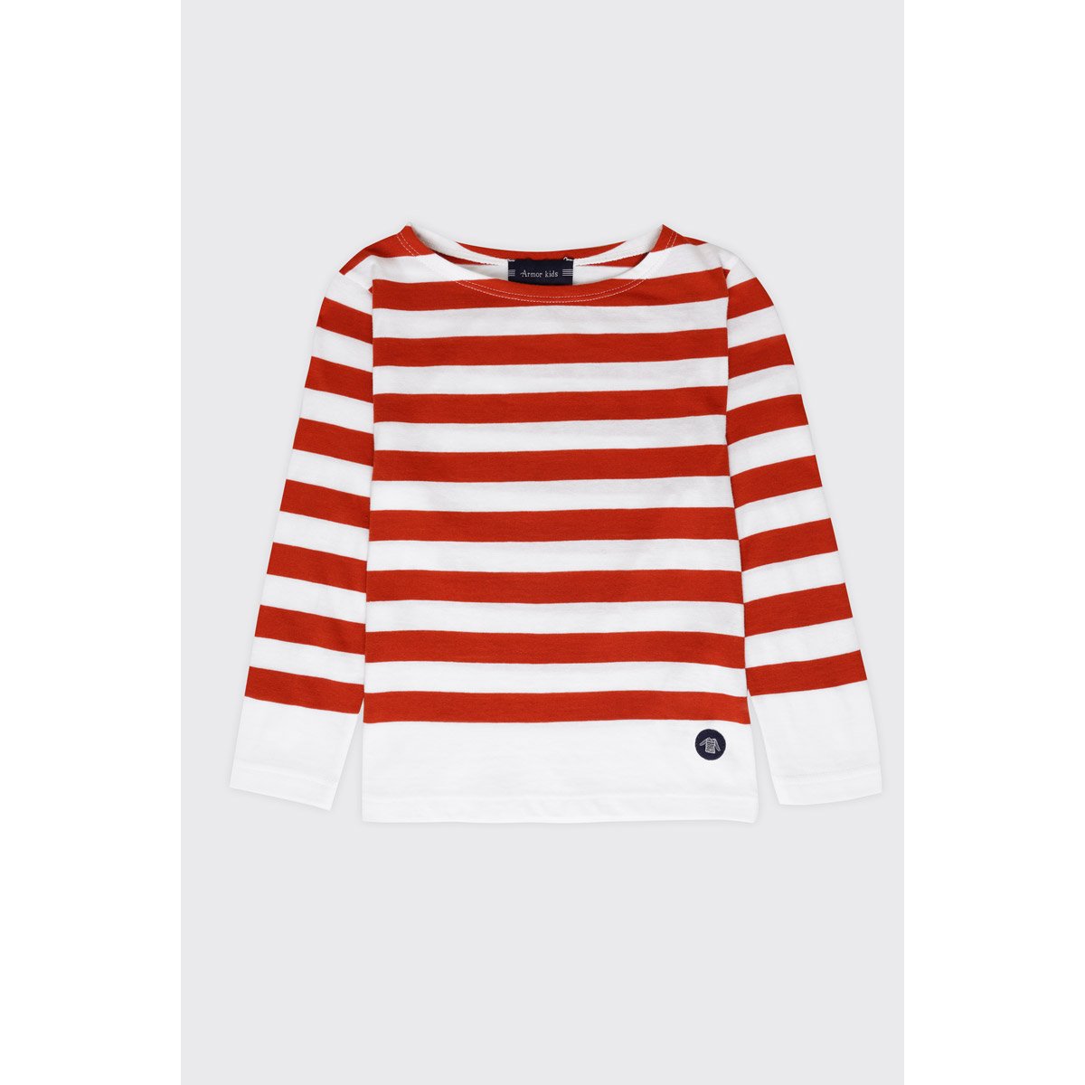 Marinière fantaisie en coton KIDS blanc/ketchup, ARMOR-LUX