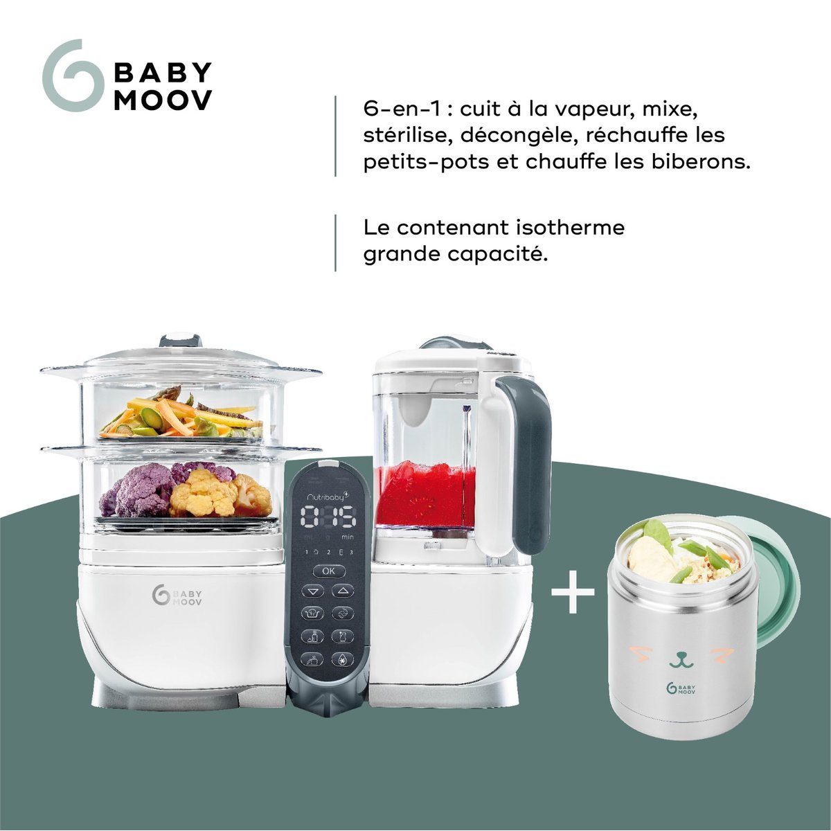 Robot Nutribaby(+) Blanc + Contenant ISY blanc, BABYMOOV