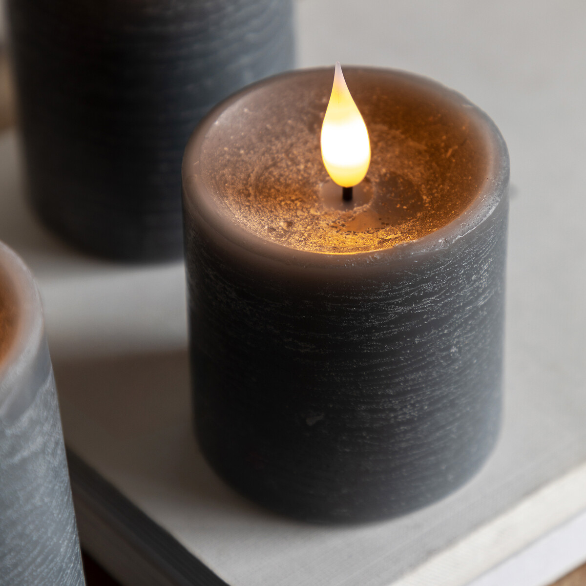 Set of 3 LED 1-Wick Candles in Grey grey, ÉDITÉ