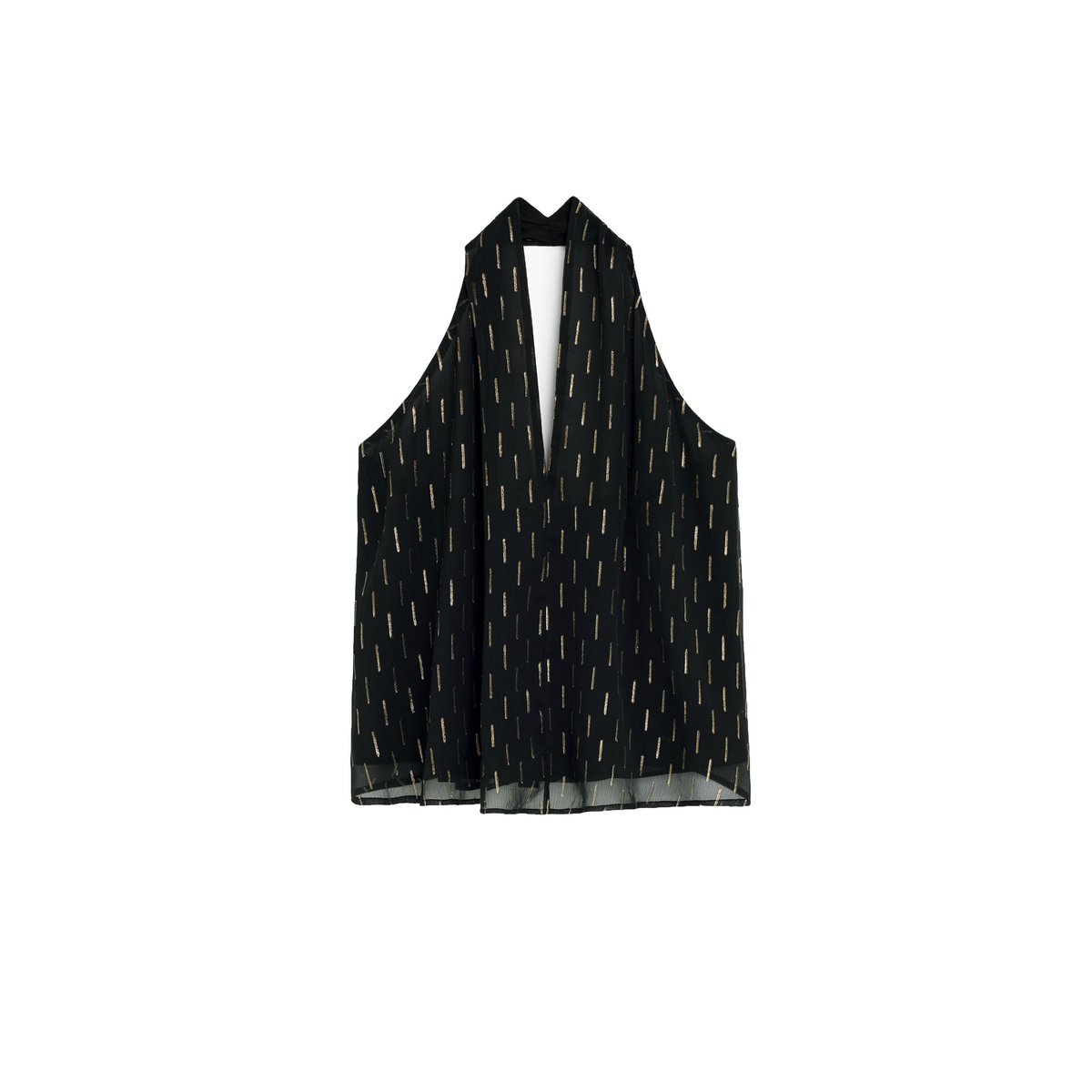 blouse à col halter avec détails métallisés noir, DESIGUAL