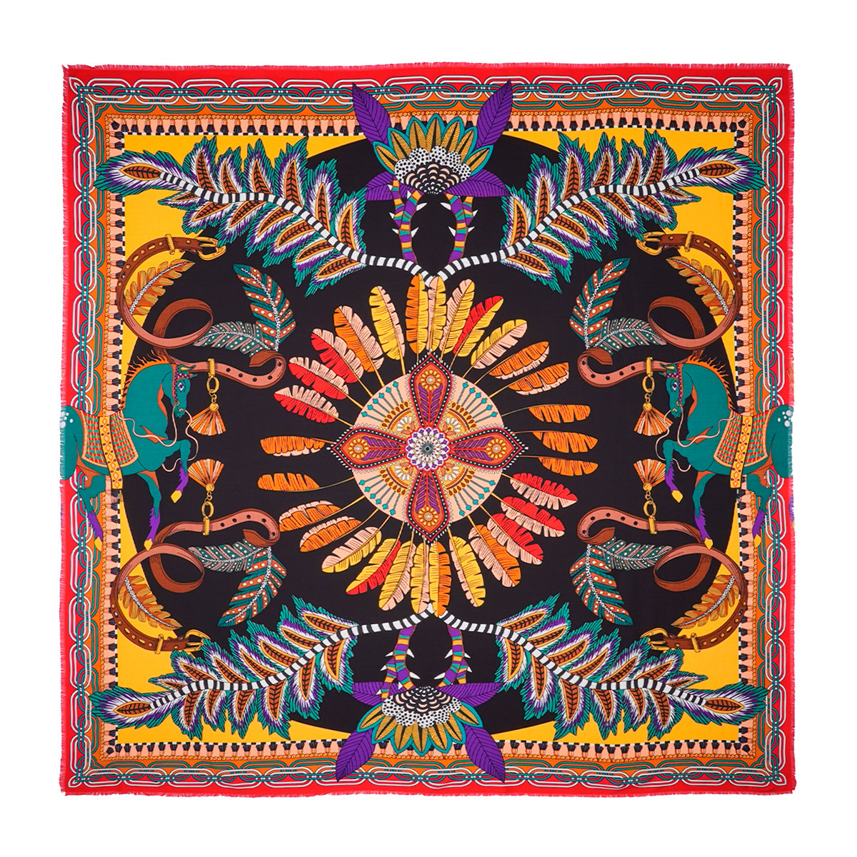Grand foulard à motifs PONY PONY noir, WILD