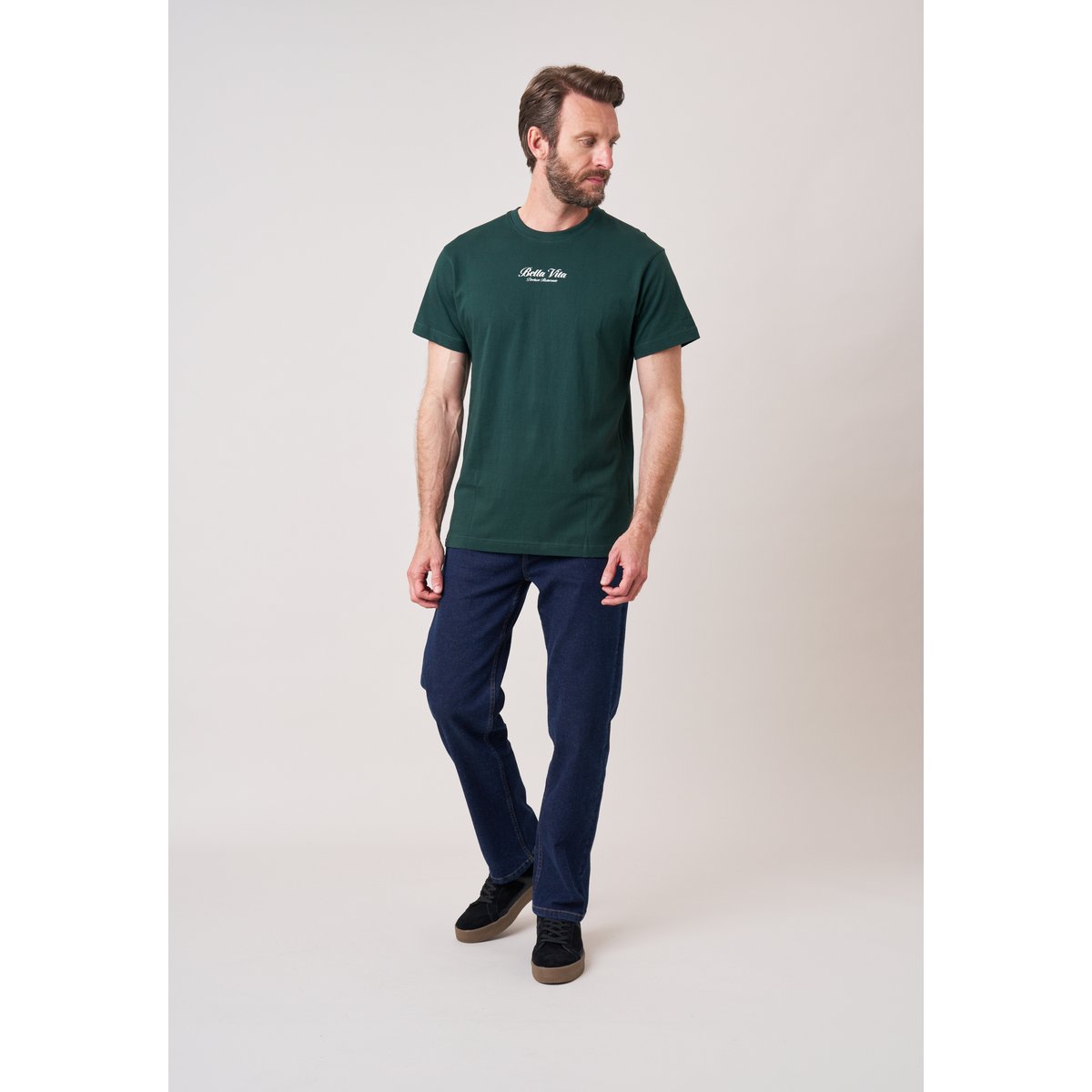 T-shirt loose homme en 100% coton imprimé pasta amore PASTA emerald, DEELUXE