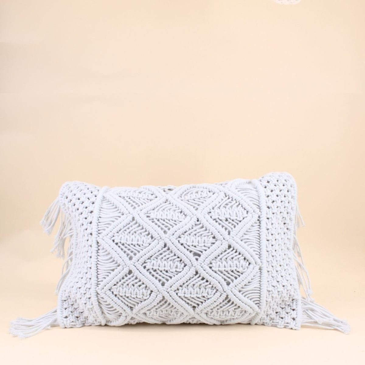Coussin macramé en coton 40x60cm blanc, ORNAMI