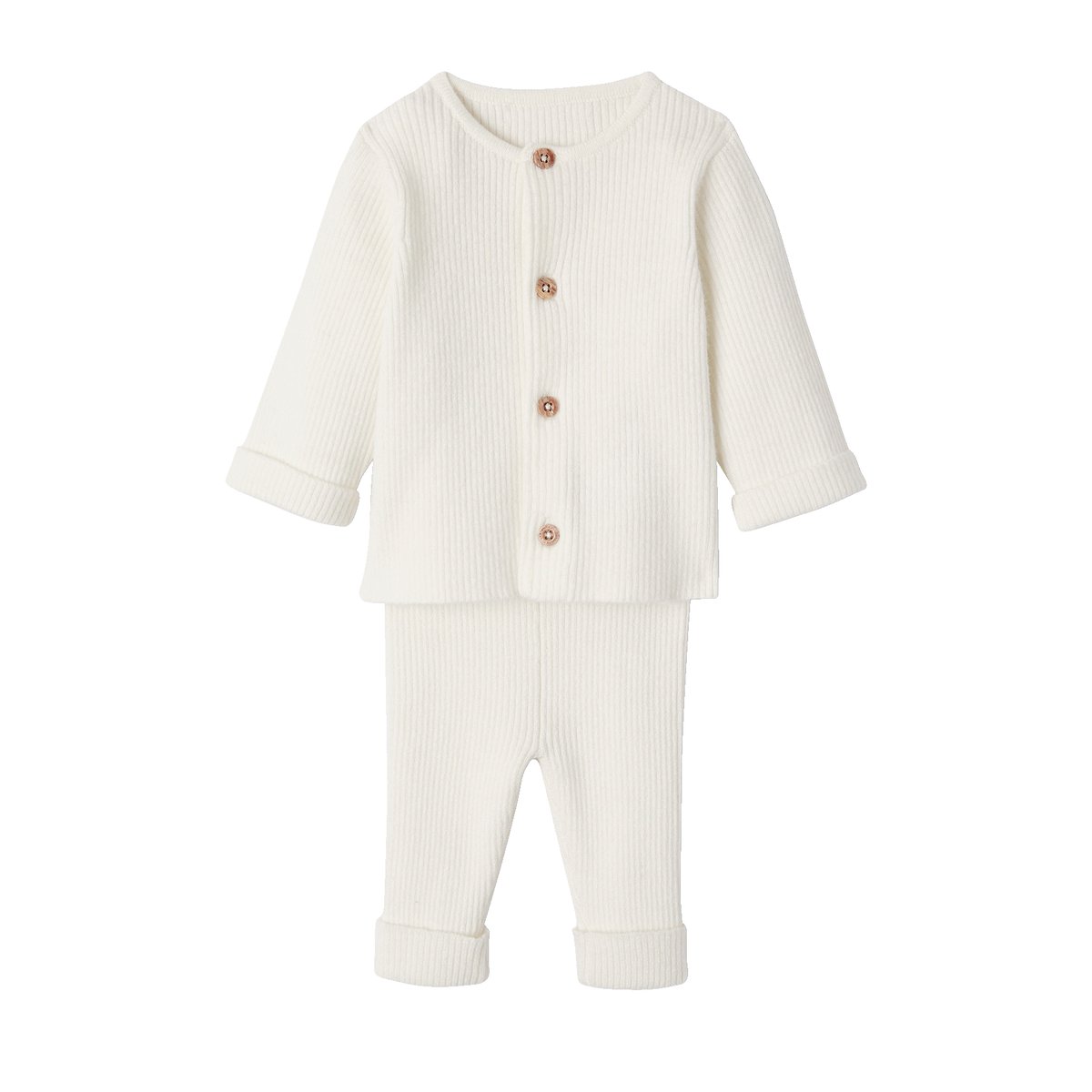 Ensemble bébé mixte gilet pantalon en tricot blanc, VERTBAUDET