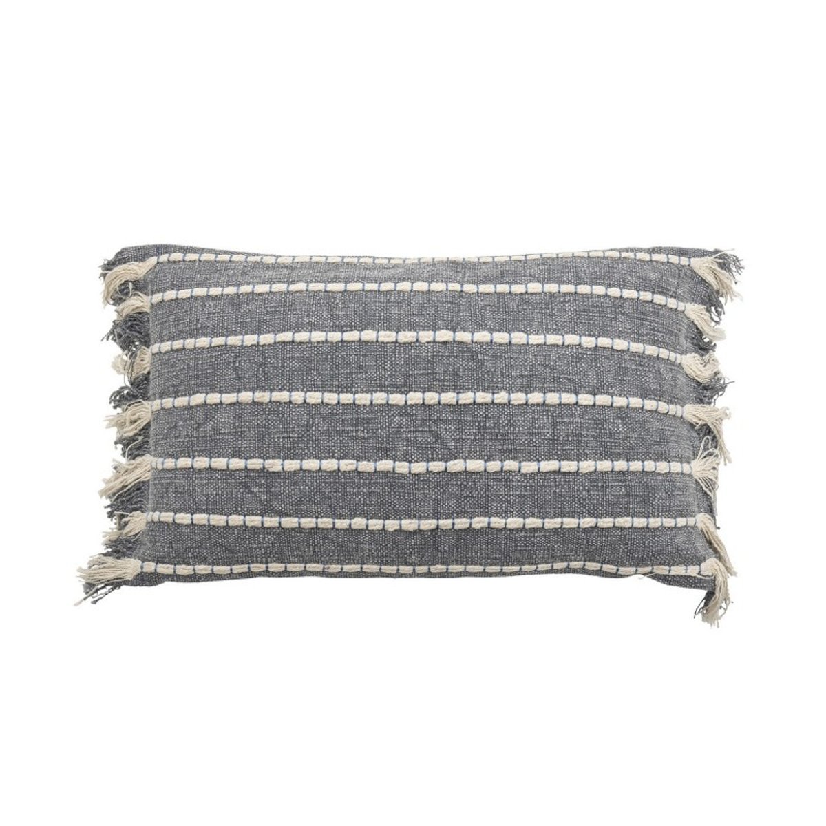 Coussin salon coton franges  ATTIKI bleu poudré, BLOOMINGVILLE